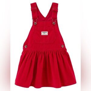 OshKosh girls toddler red Corduroy Overall dress Jumper 5T